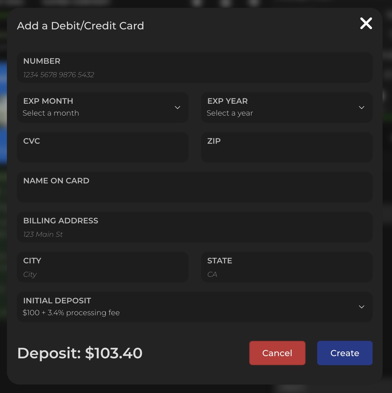 Add payment information in Blackleaf