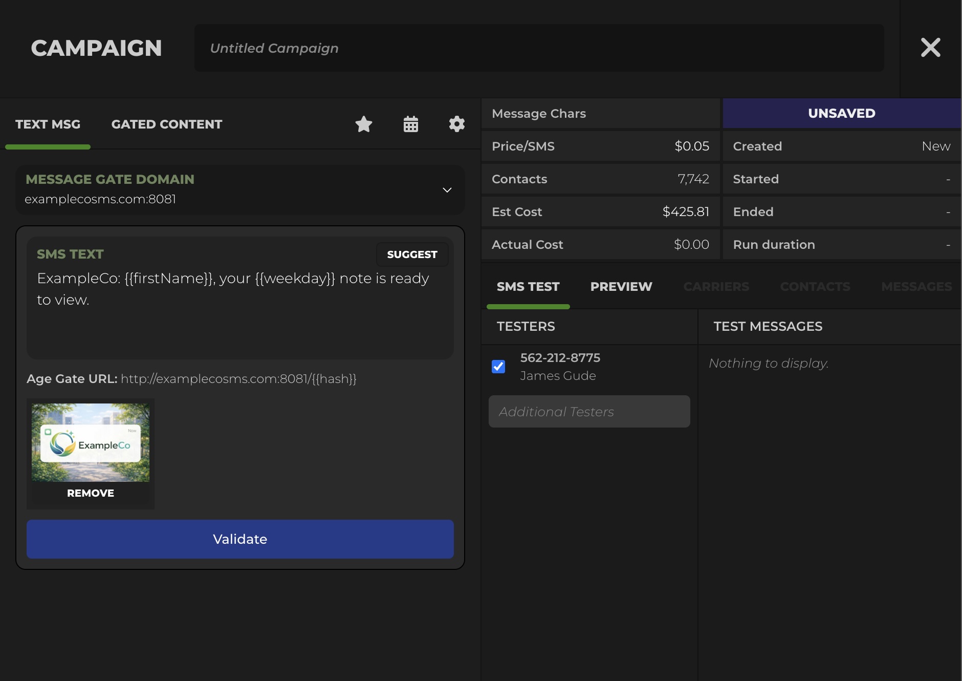 Design compliant SMS message