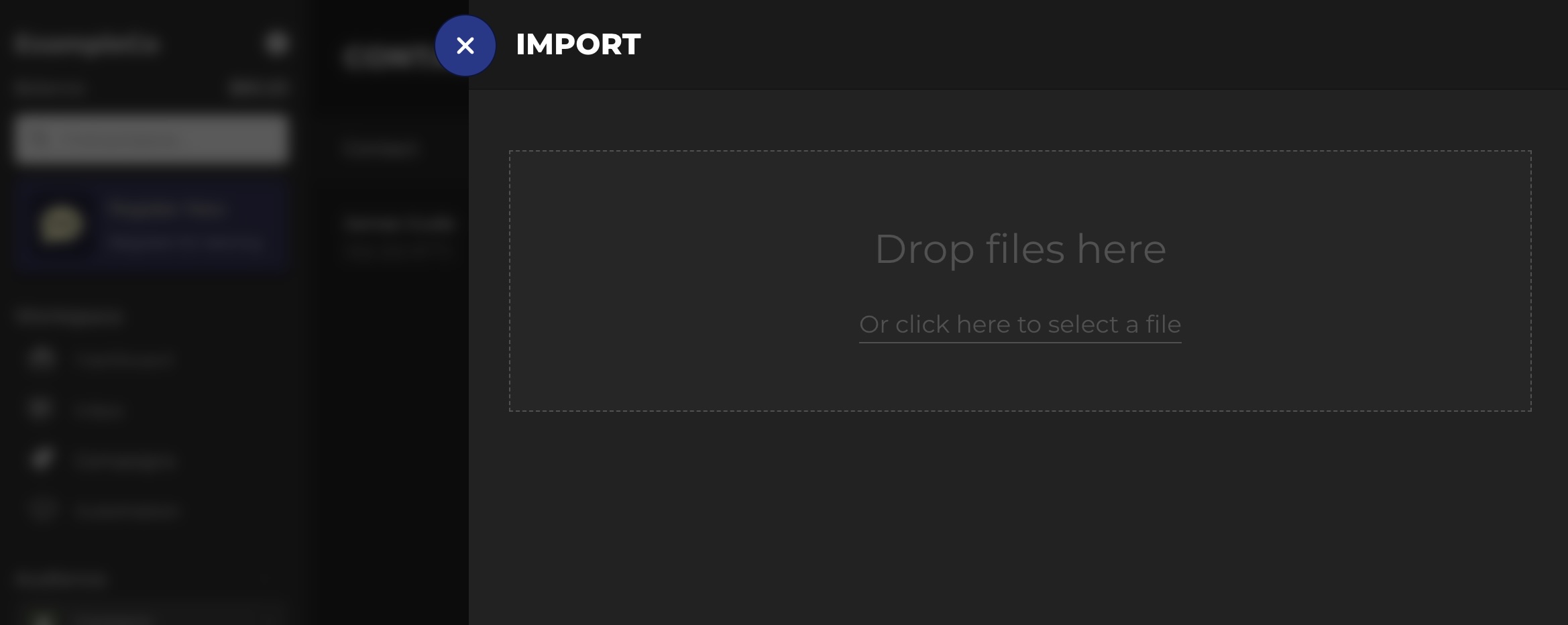 Upload contacts CSV in Blackleaf