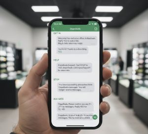 Text Message Compliance Disclaimer Examples for Dispensaries: Opt In, Help, Stop, Age Gate
